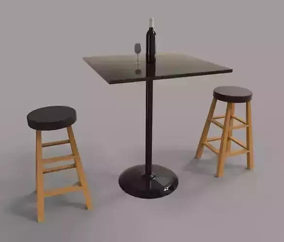Table and BarStools 3D model