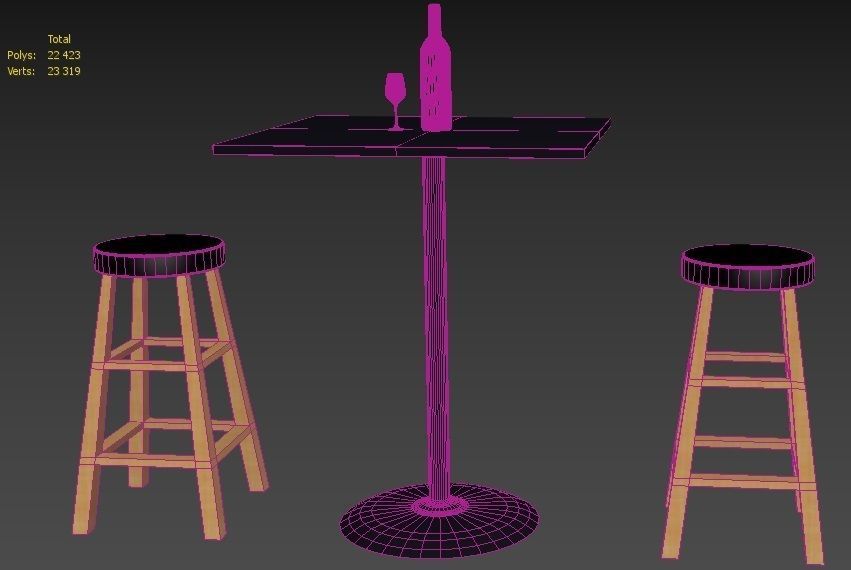 Table and BarStools 3D model_3