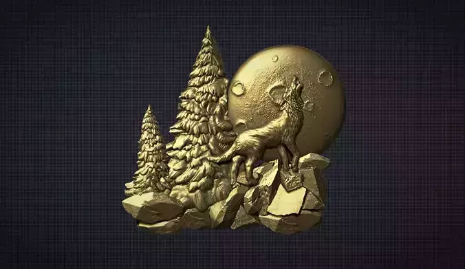 The wolf howling in the full moon