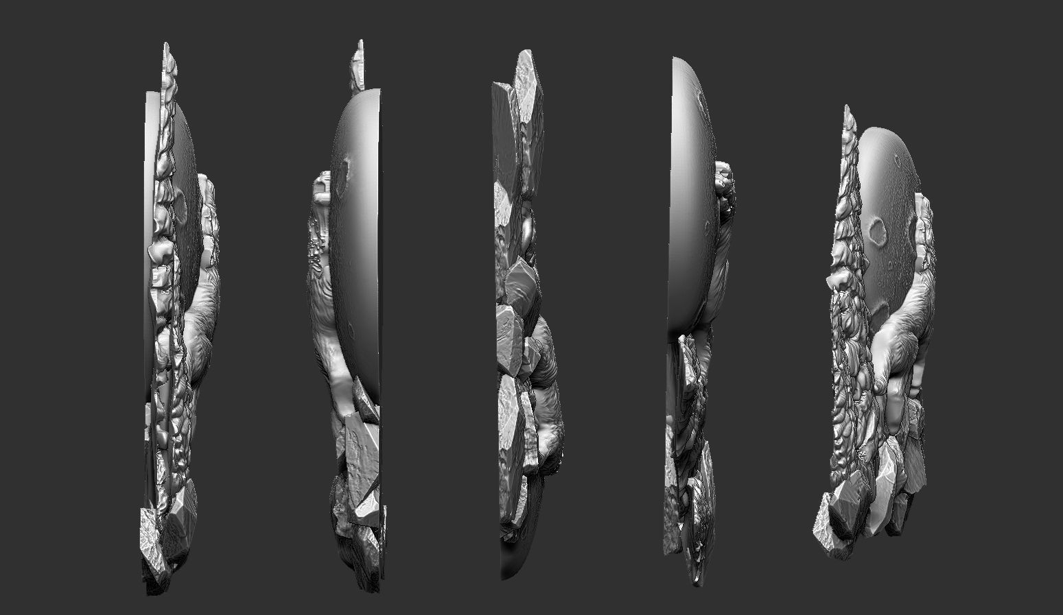 The wolf howling in the full moon 3D print model_4