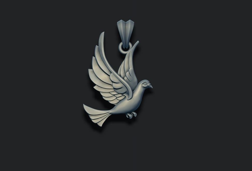 Dove pendant 3D print model_6