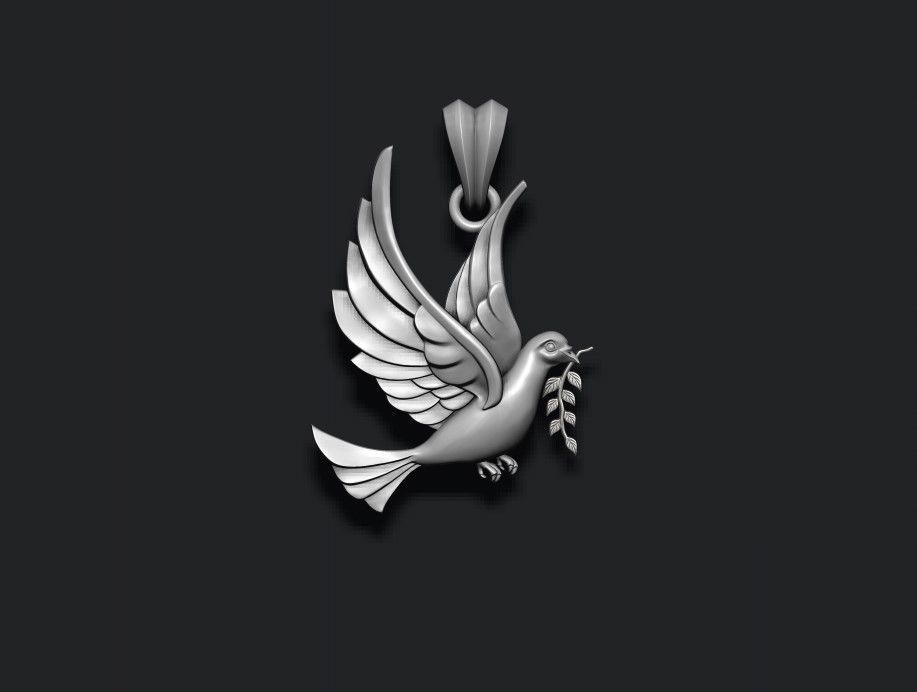 Dove pendant 3D print model_4