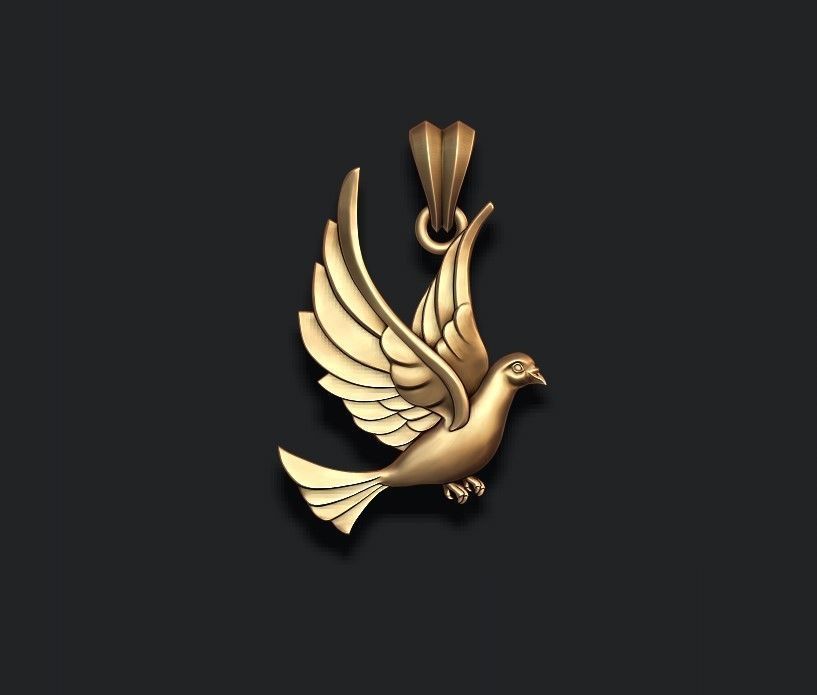 Dove pendant 3D print model_3