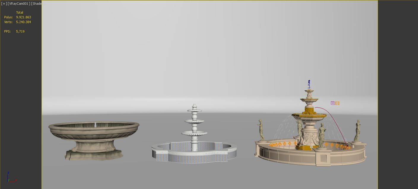 3 Fountains three different 3D model_5