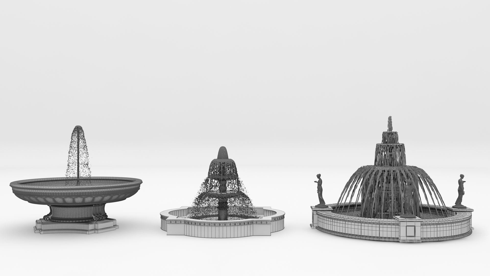 3 Fountains three different 3D model_6