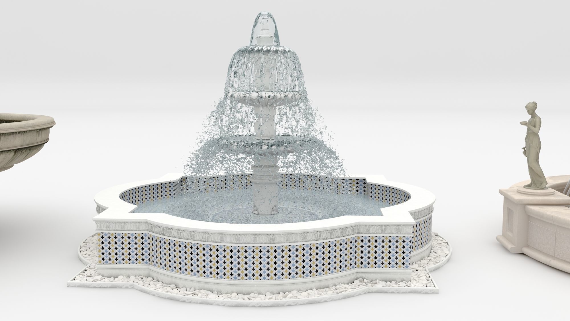 3 Fountains three different 3D model_3