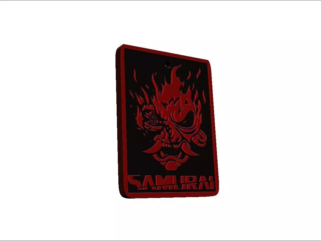 cyberpunk inspired samurai dog tag necklace pendant 3D print model