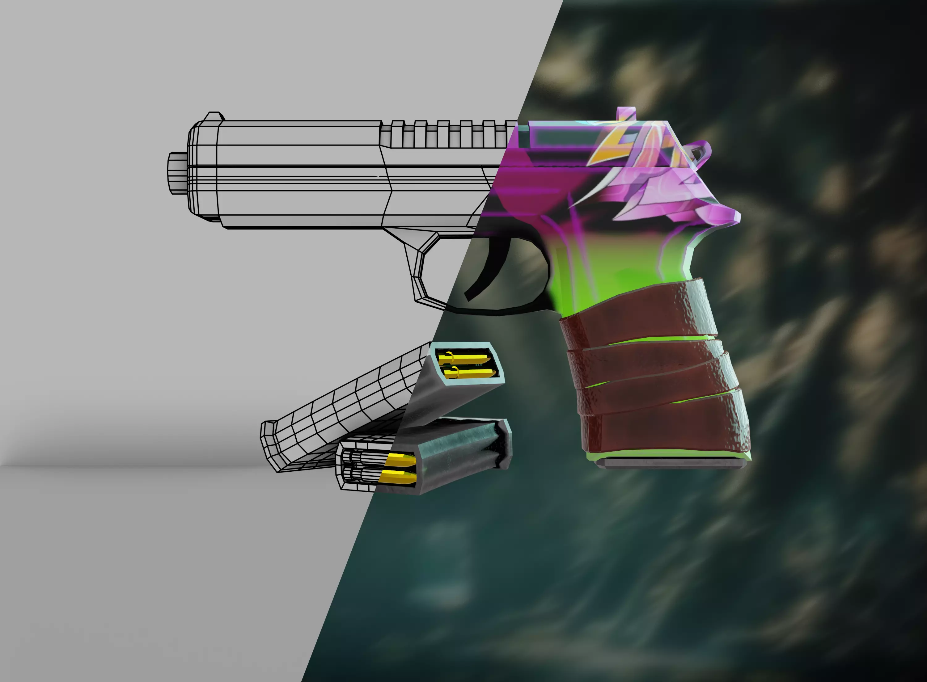 stylized Glock    Low-poly 3D model Low-poly 3D model_0