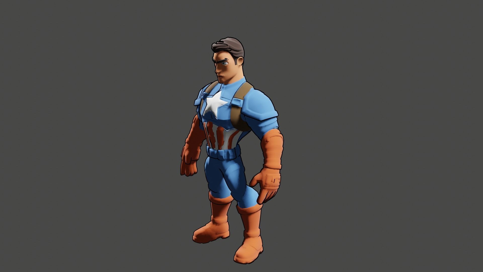 Captain America 3D  Low-poly 3D model_3