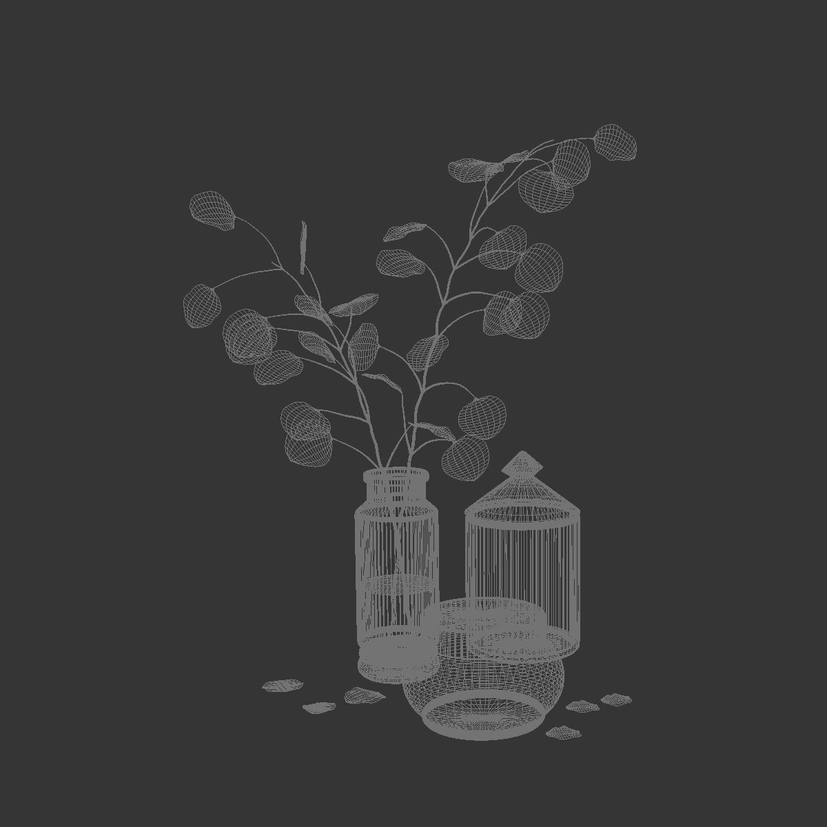 Eucalyptus 1 leaves in vase 3D model_7