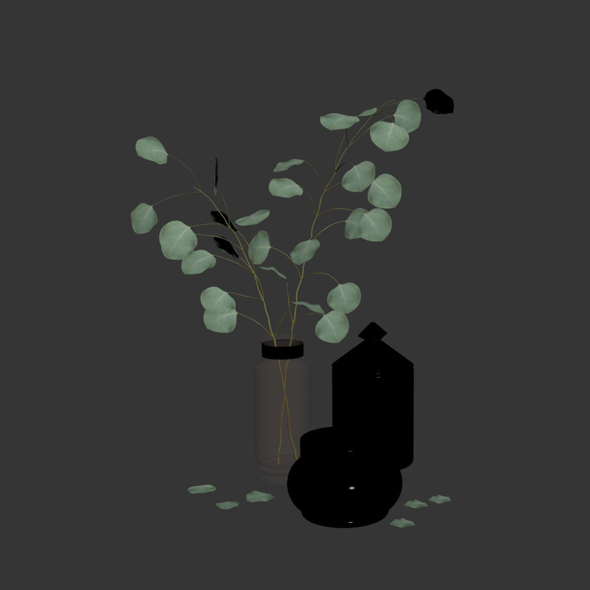 Eucalyptus 1 leaves in vase 3D model_4