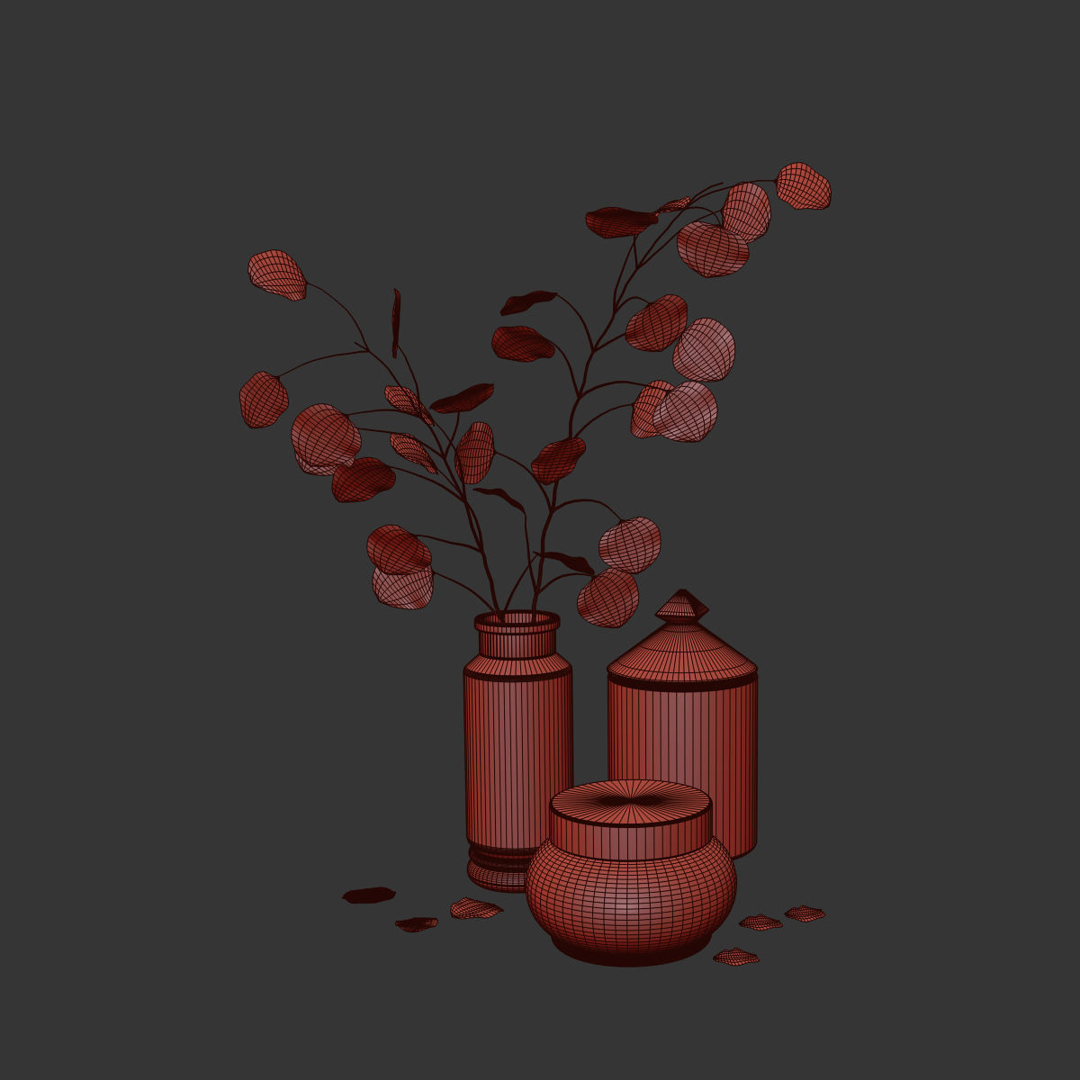 Eucalyptus 1 leaves in vase 3D model_6