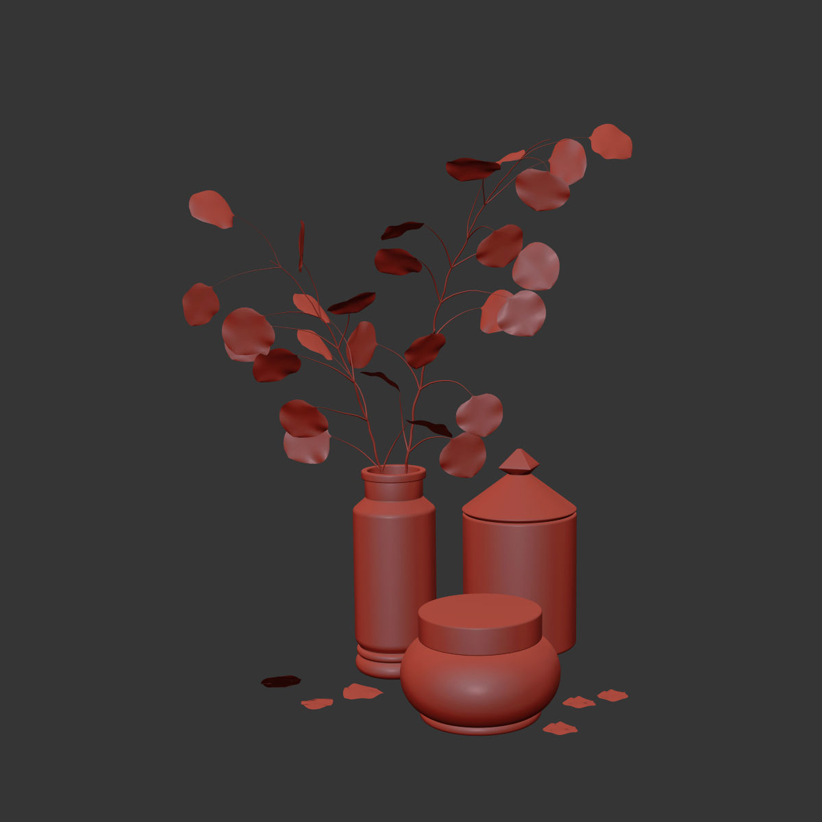 Eucalyptus 1 leaves in vase 3D model_5