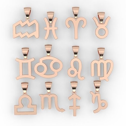 pendant twelve symbols of the zodiac Silver Gold  Print 3D print model