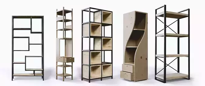 Shelves bookcase with and drawers
