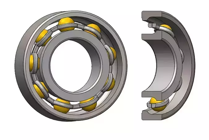 Angular ball bearing with small cage