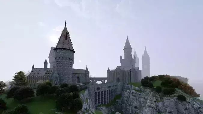 hogwarts 3d model castle in minecraft