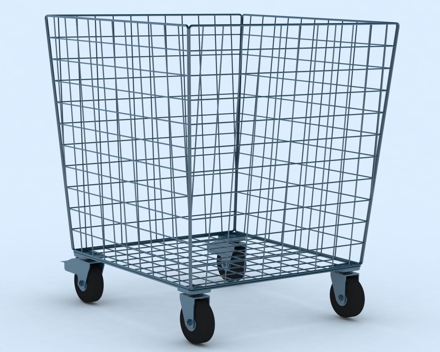 Cart Model wire basket on wheels 3D model_4
