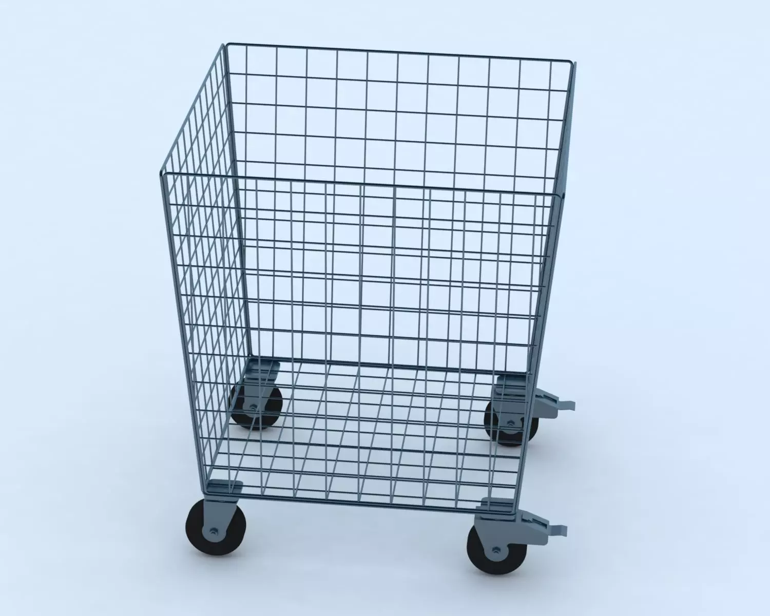 Cart Model wire basket on wheels 3D model_0