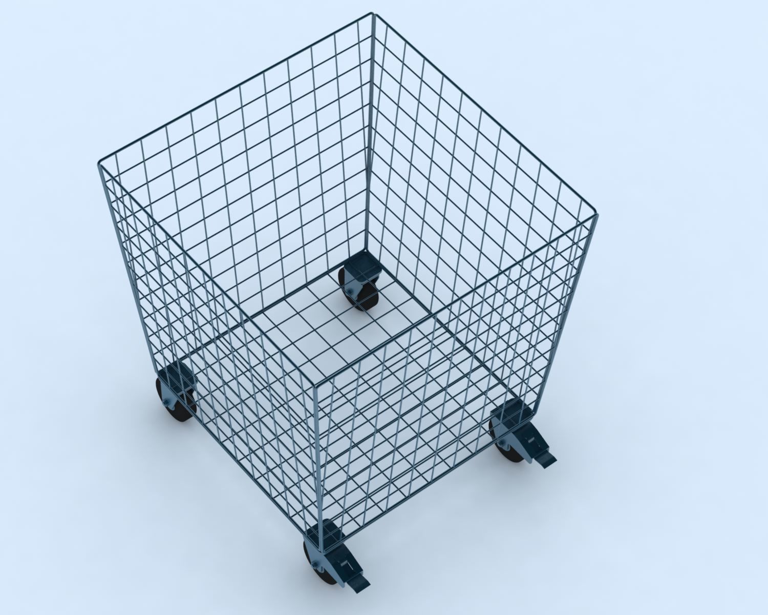 Cart Model wire basket on wheels 3D model_3