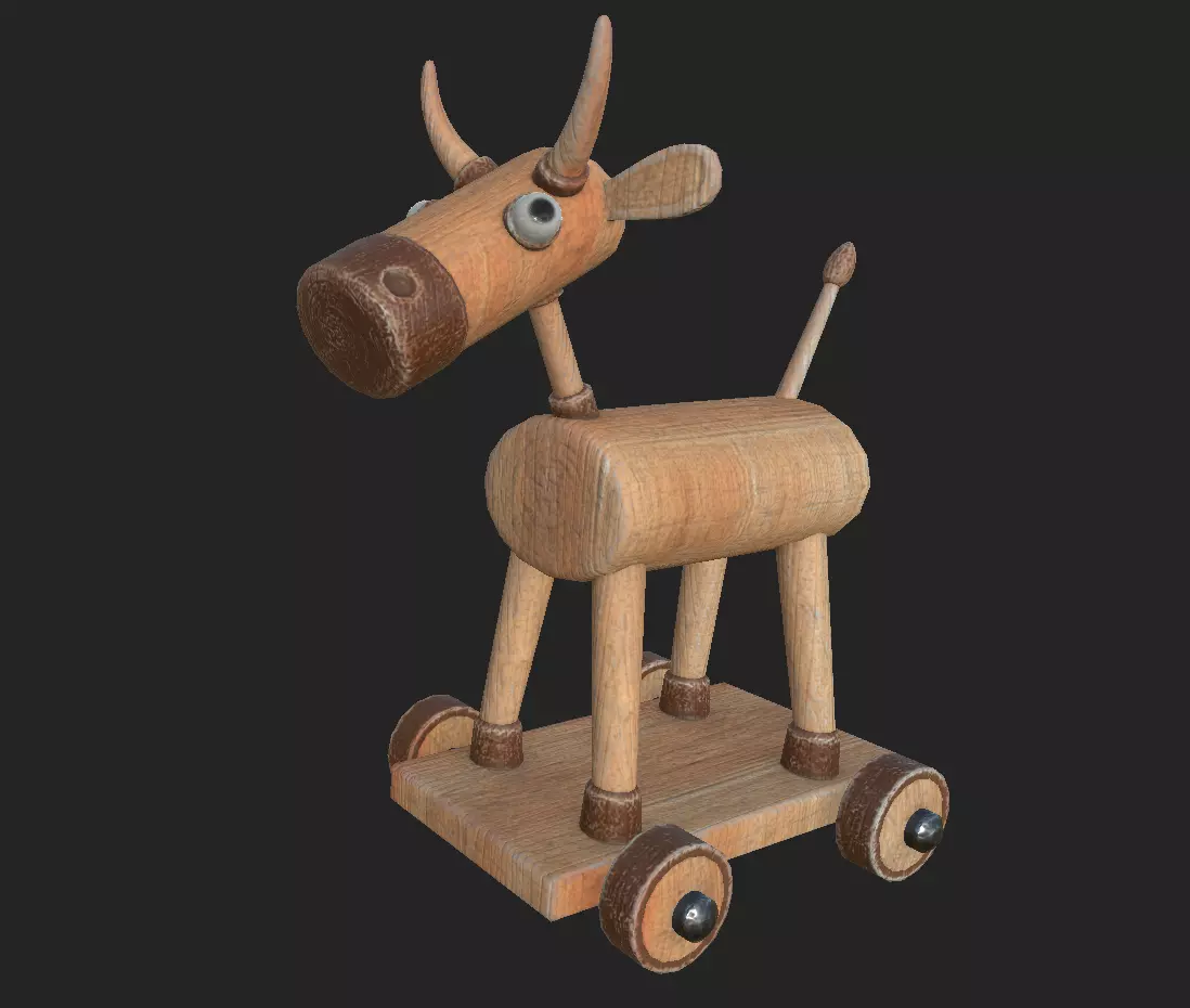Cow on wheels Free low-poly 3D model