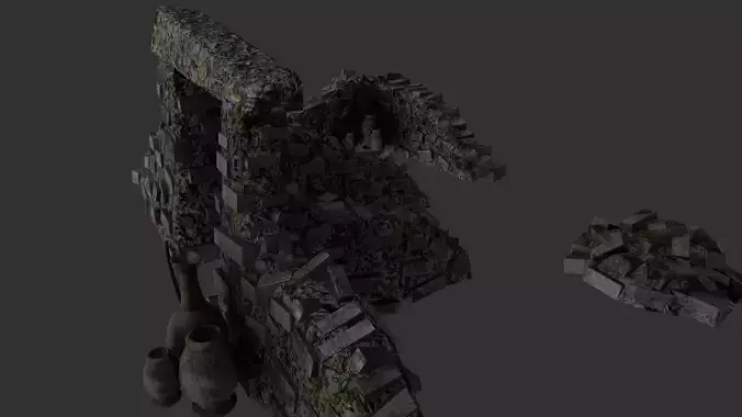 Asset of jungle and desert 3D ruins 