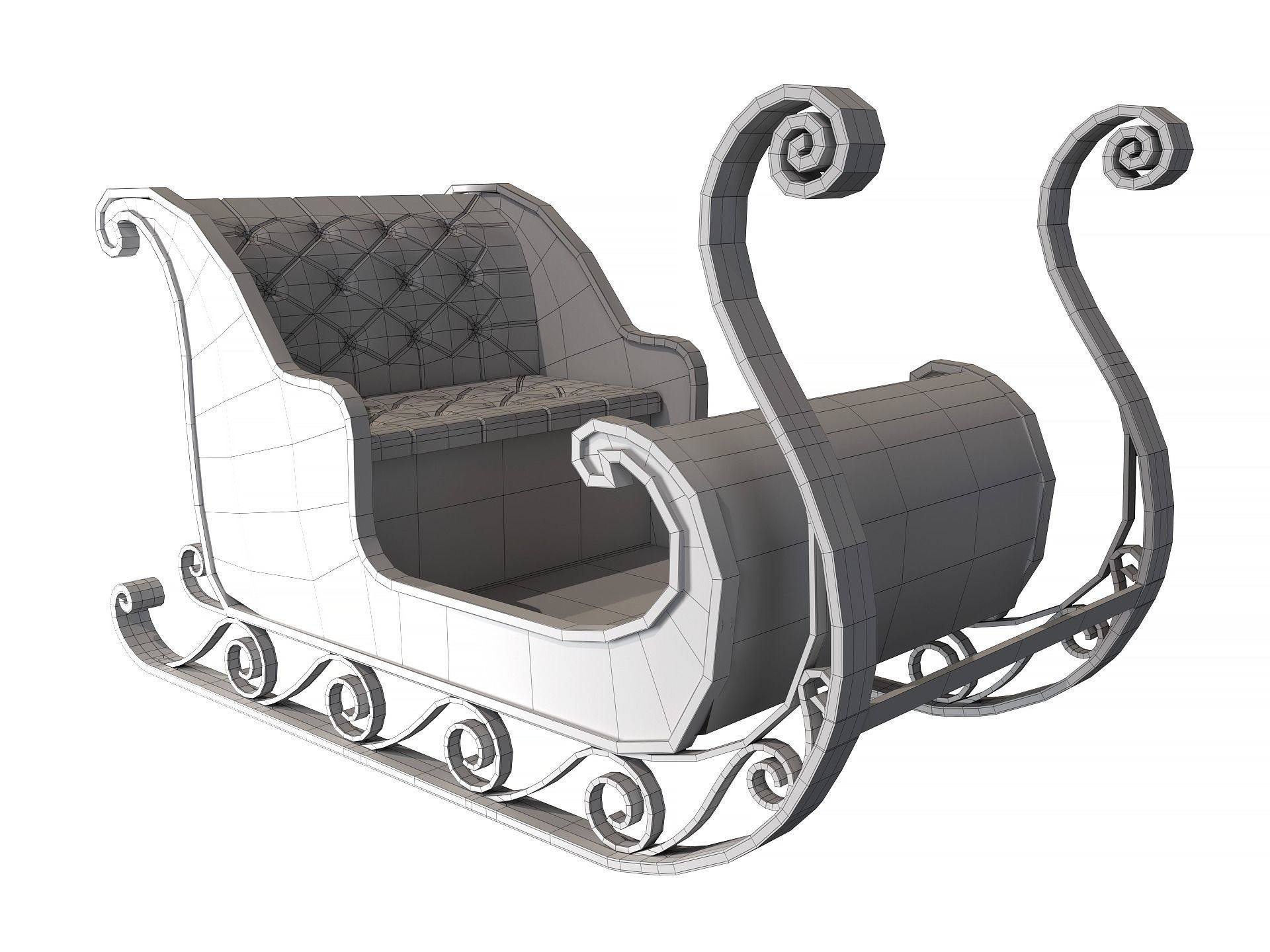 Christmas Santa Claus sleigh best holiday attribute Low-poly 3D model_15