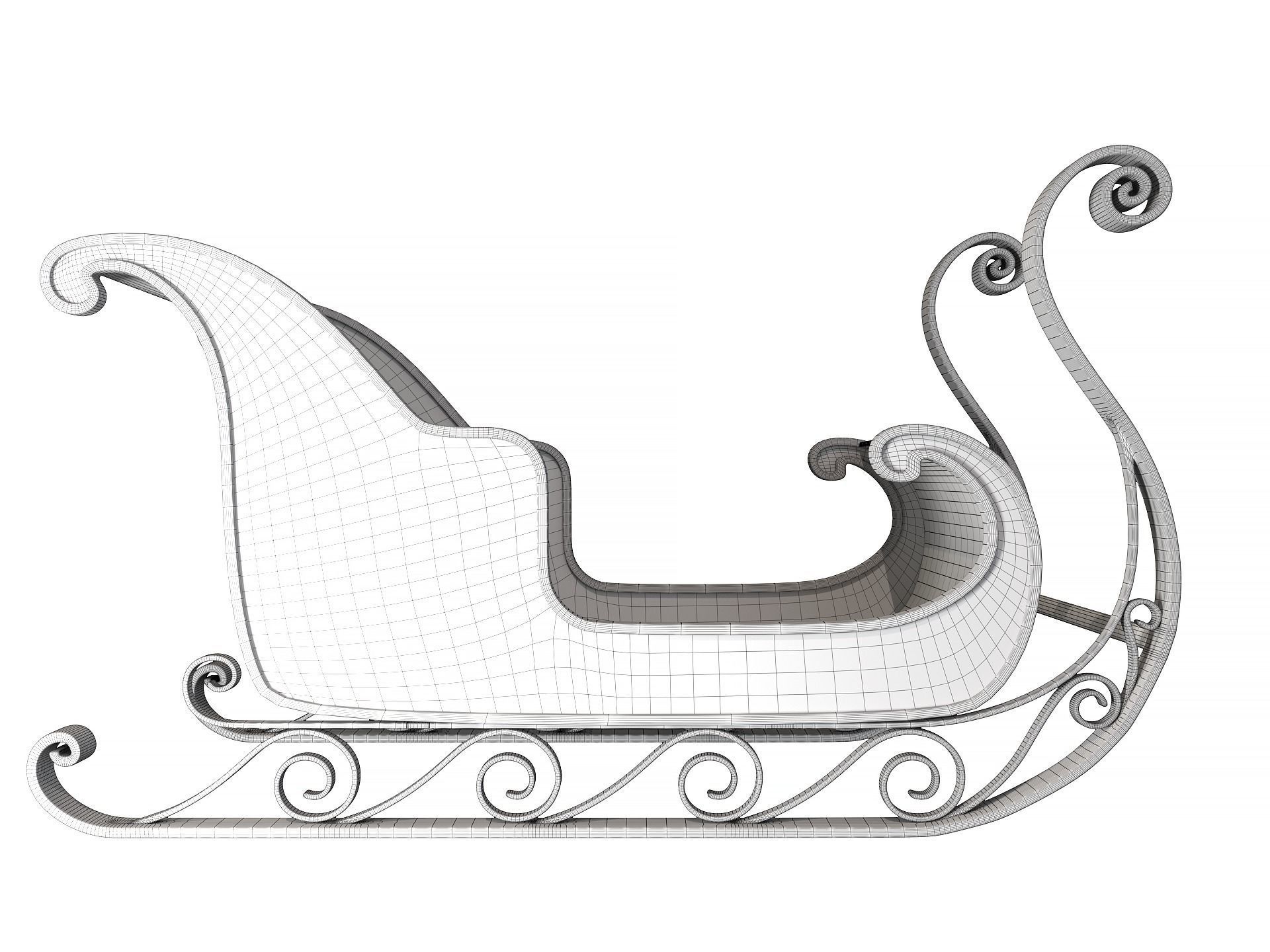 Christmas Santa Claus sleigh best holiday attribute Low-poly 3D model_6