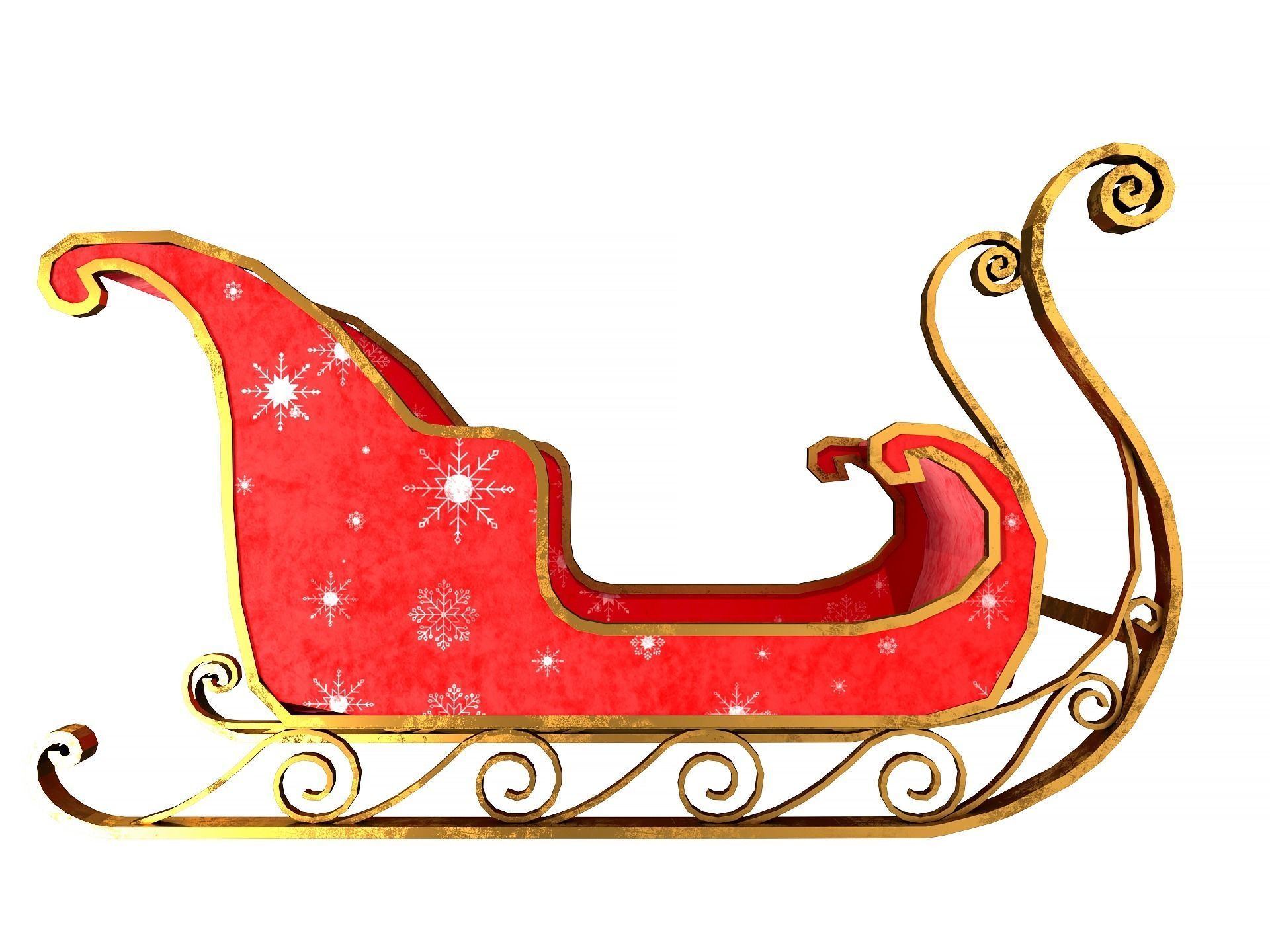 Christmas Santa Claus sleigh best holiday attribute Low-poly 3D model_11