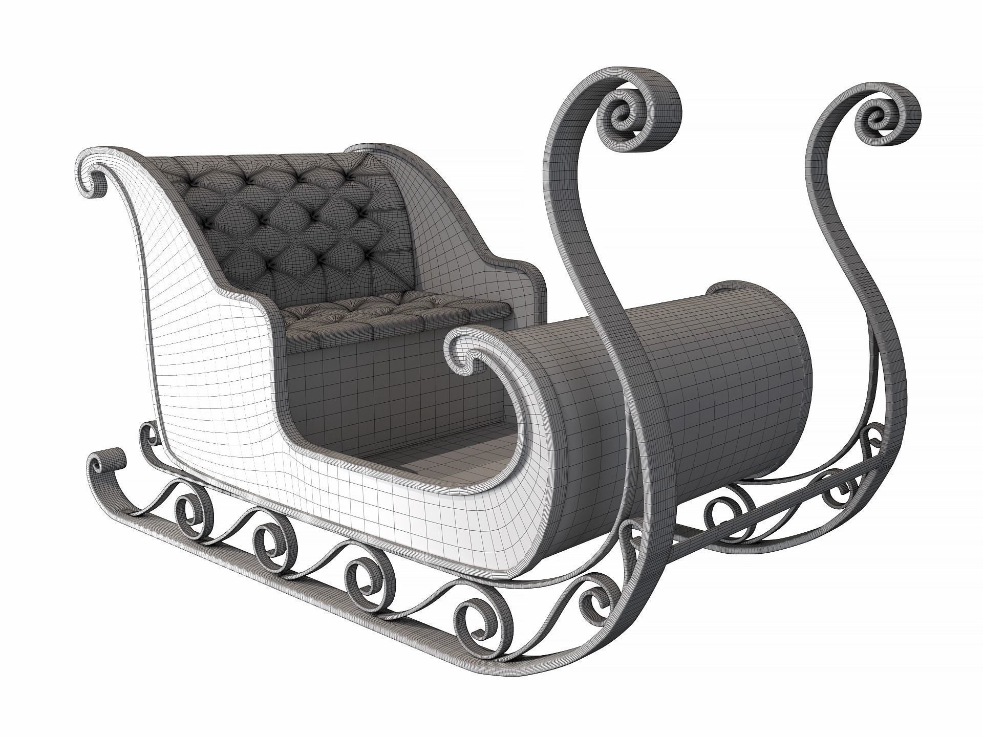 Christmas Santa Claus sleigh best holiday attribute Low-poly 3D model_5