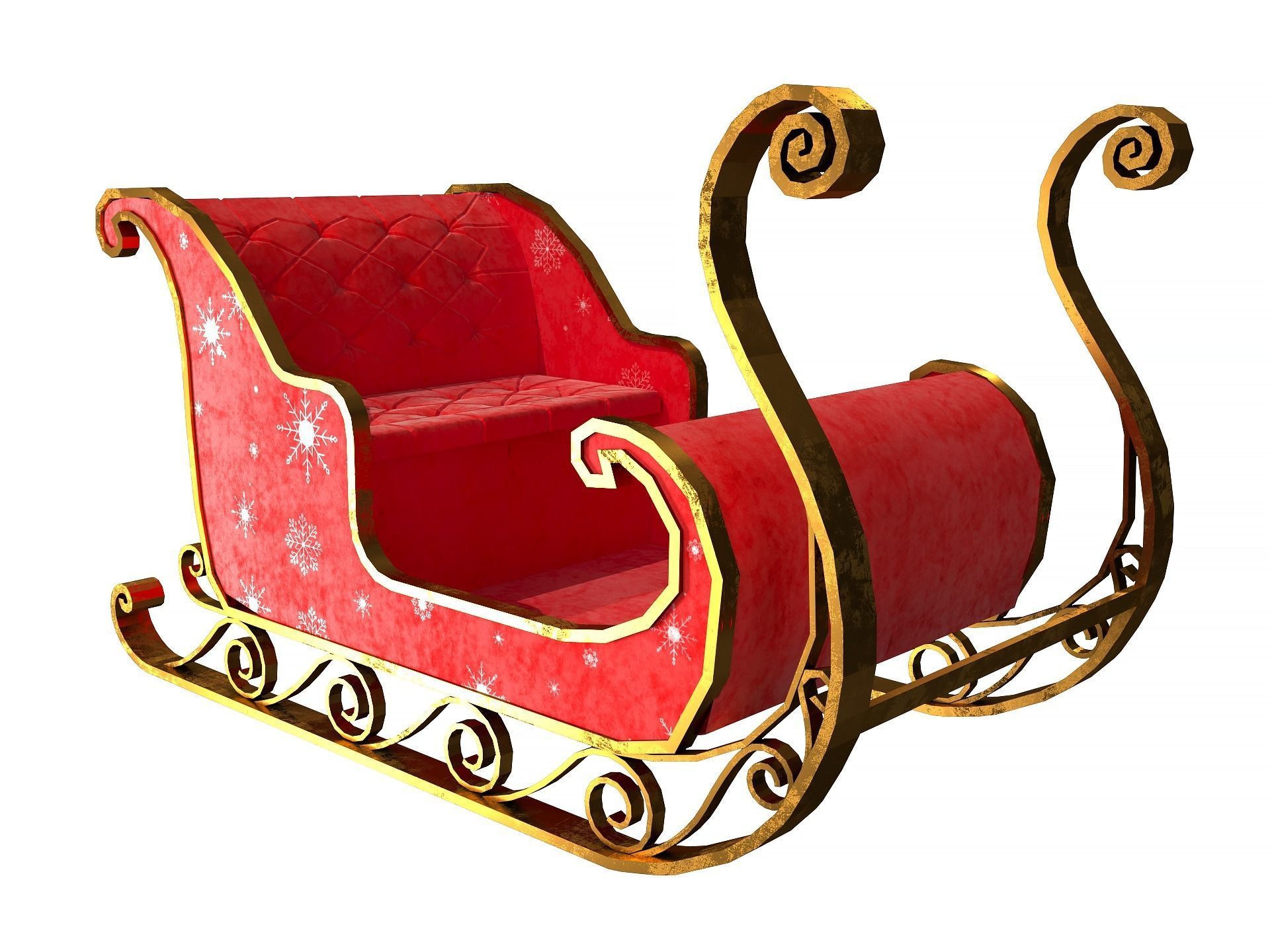 Christmas Santa Claus sleigh best holiday attribute Low-poly 3D model_10