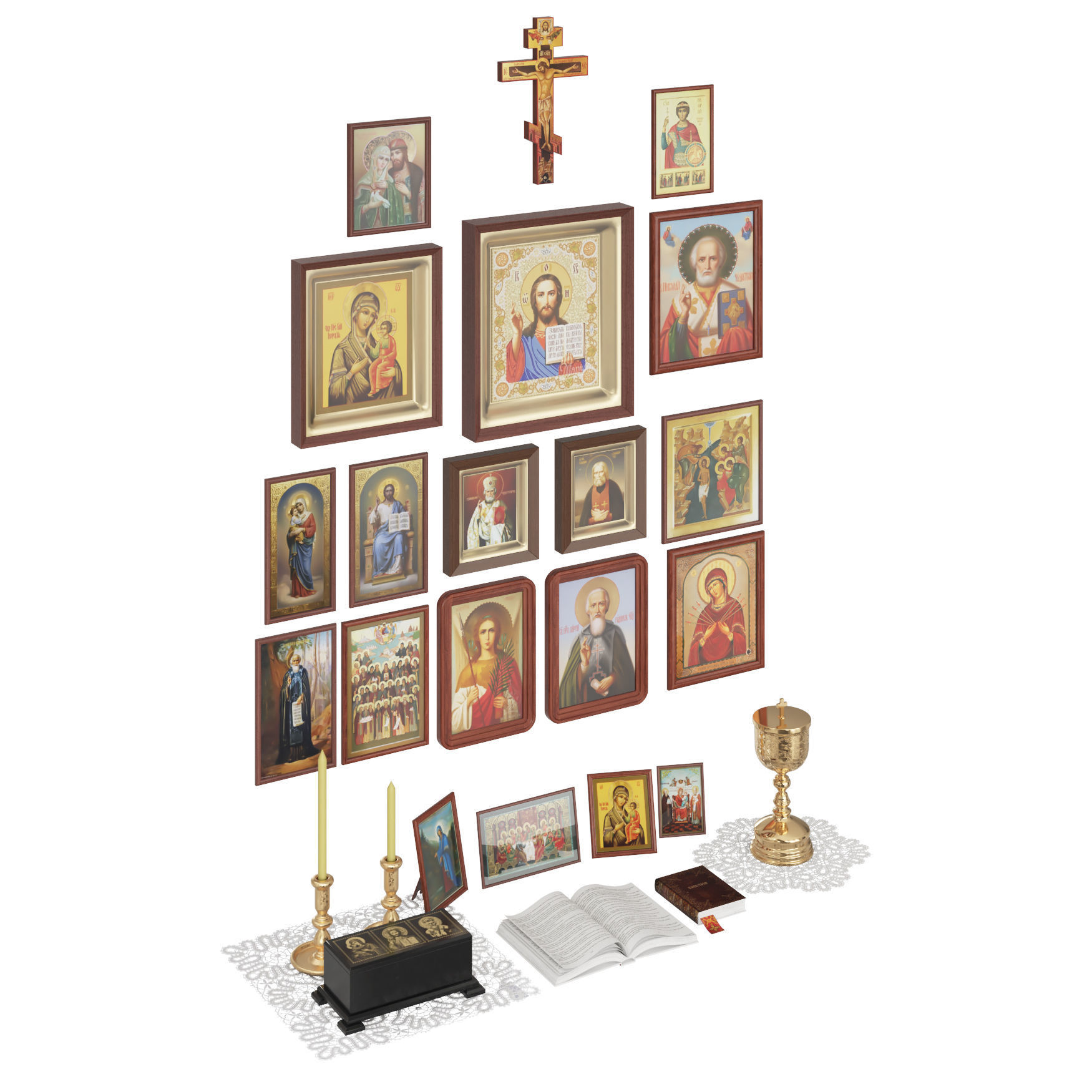 Home altar icons set 3D model_2