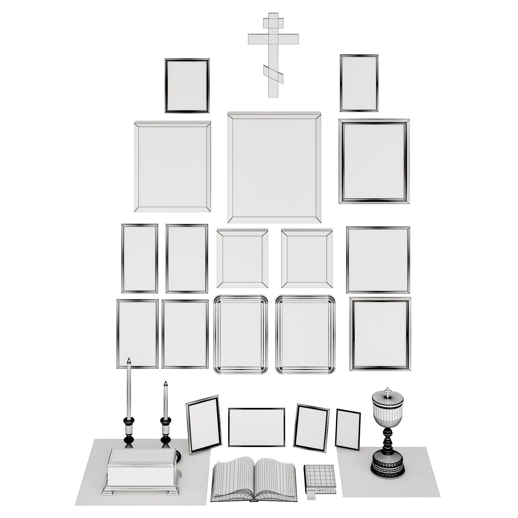 Home altar icons set 3D model_1