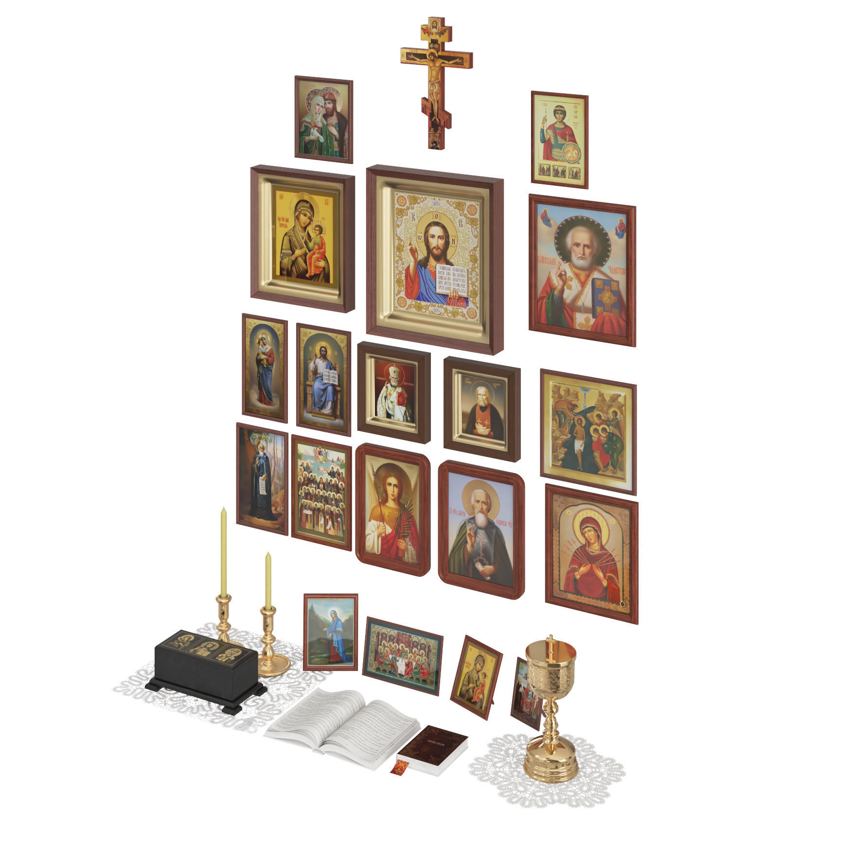 Home altar icons set 3D model_3