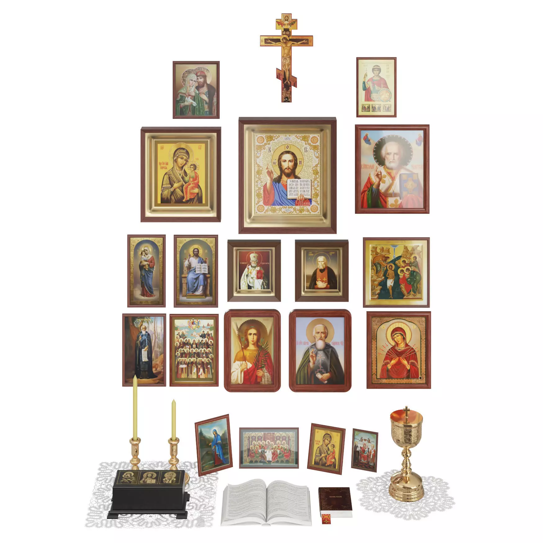 Home altar icons set 3D model_0