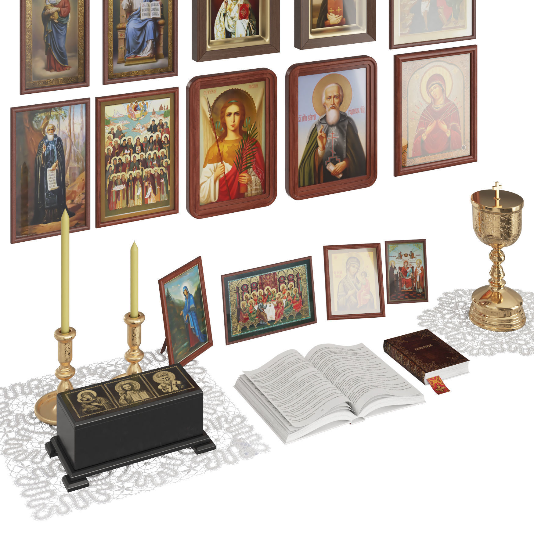 Home altar icons set 3D model_4