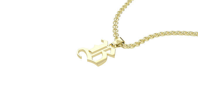 Gothic B letter pendant 3D print model