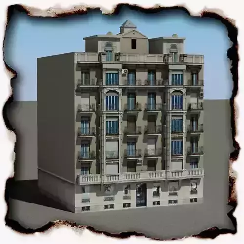 Building with balconies and windows Low-poly 3D model