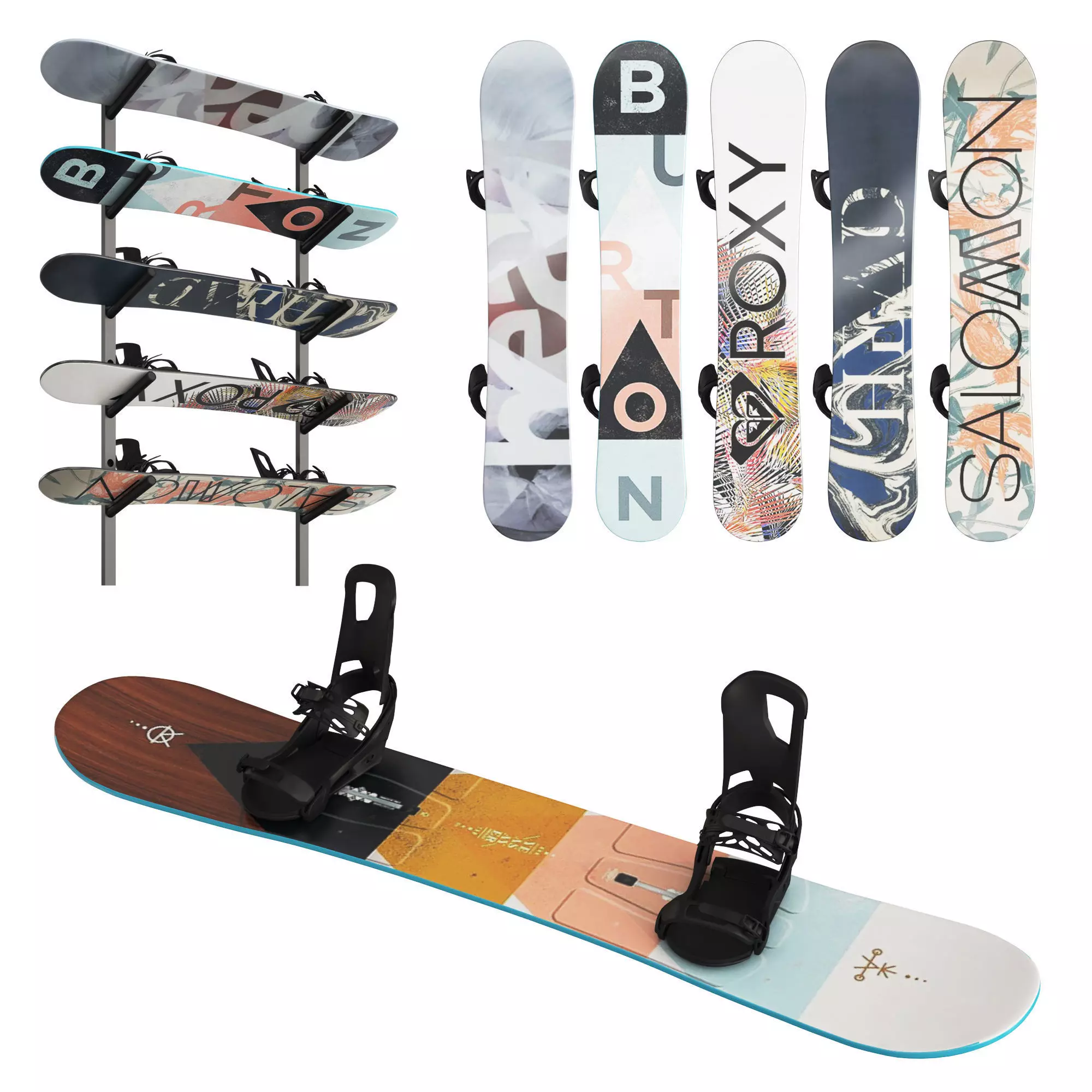 Snowboards snowboard rack with multiple 3D model