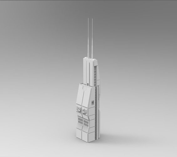 Star Wars - 14 SCIFI IMPERIAL FUTURISTIC BUILDINGS PACK Low-poly 3D model 5