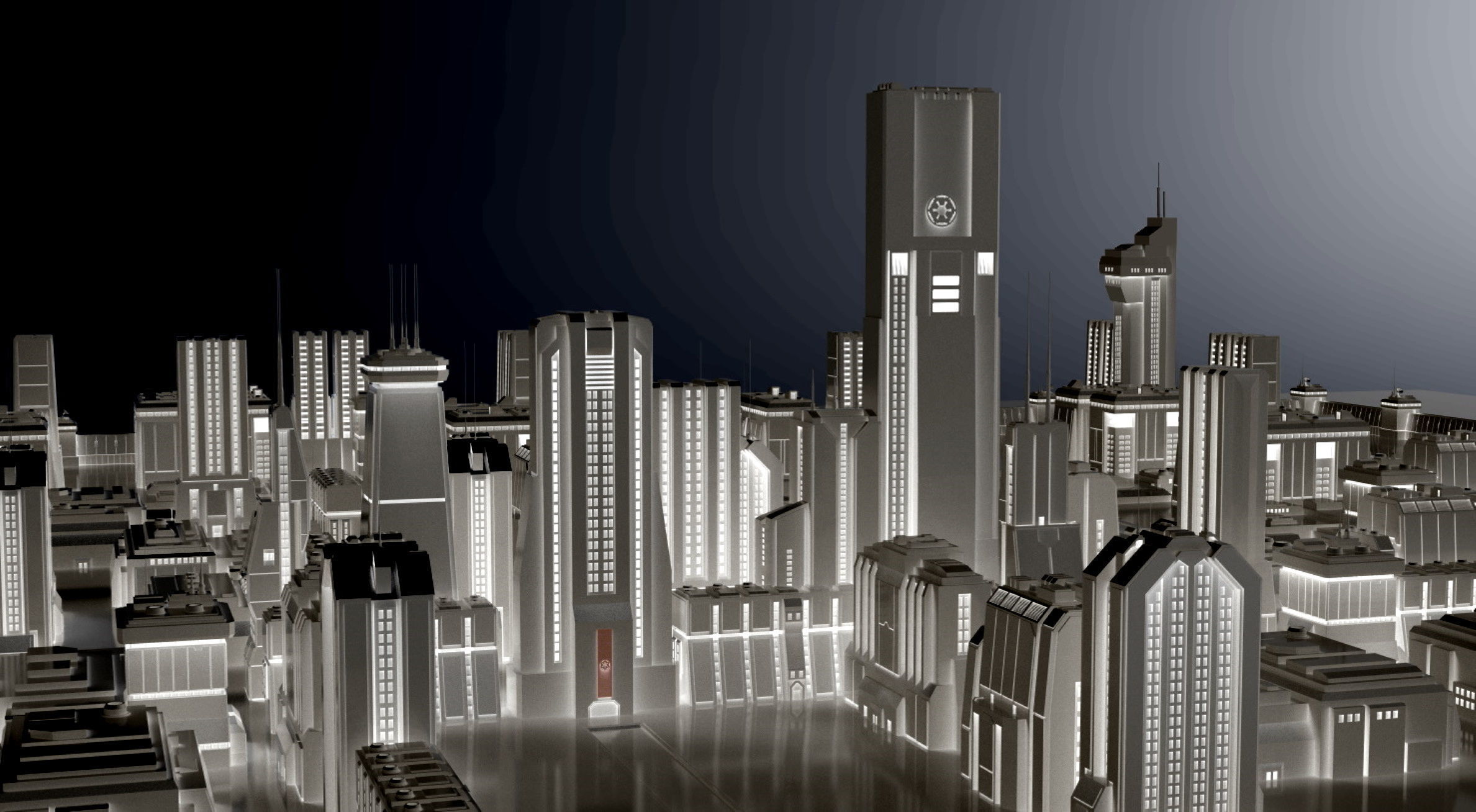Star Wars - 14 SCIFI IMPERIAL FUTURISTIC BUILDINGS PACK Low-poly 3D model_19