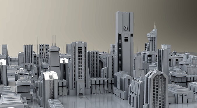 Star Wars - 14 SCIFI IMPERIAL FUTURISTIC BUILDINGS PACK Low-poly 3D model 2