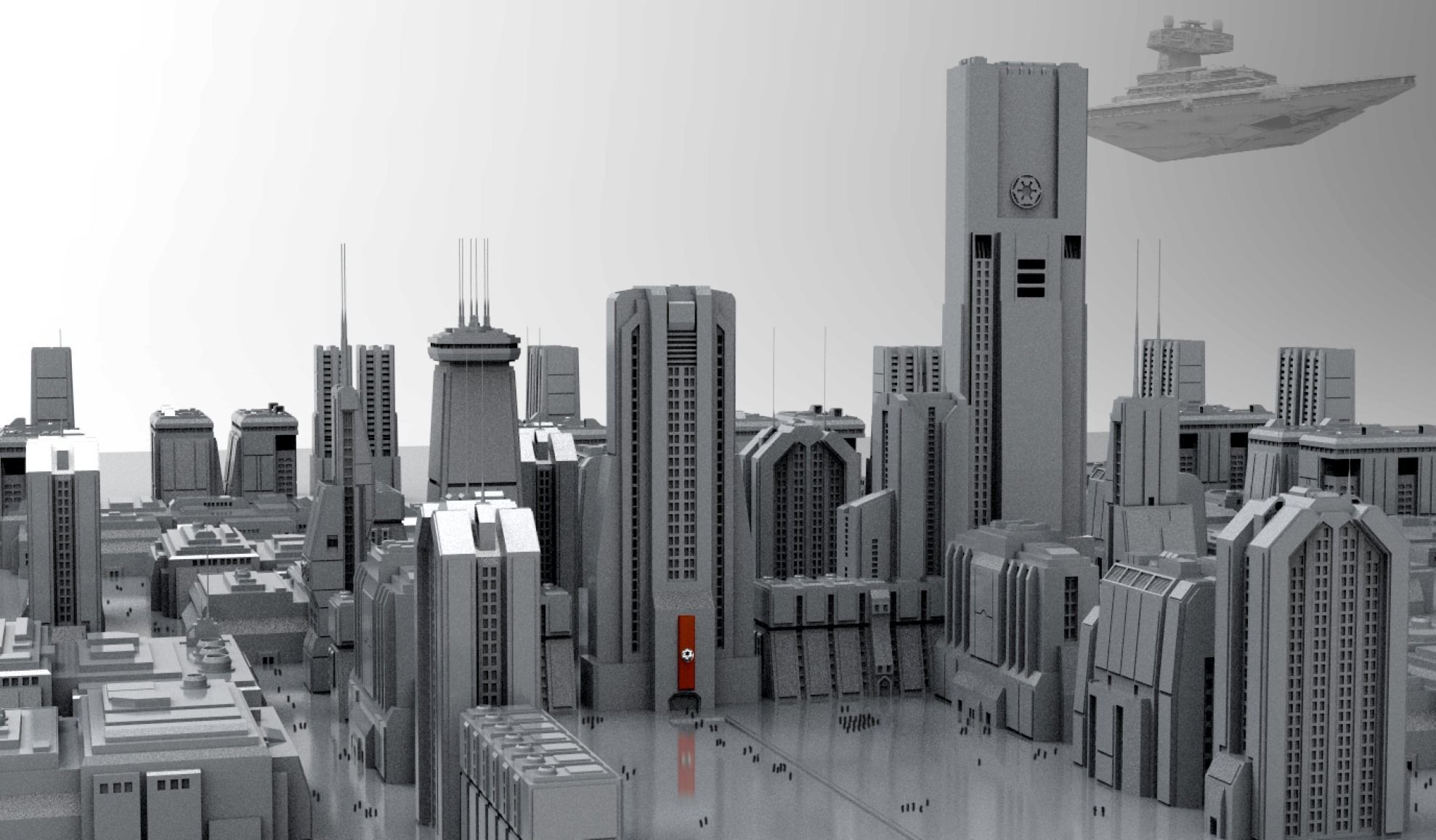 Star Wars - 14 SCIFI IMPERIAL FUTURISTIC BUILDINGS PACK Low-poly 3D model_18