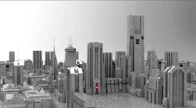  Star Wars - 14 SCIFI IMPERIAL FUTURISTIC BUILDINGS PACK Low-poly 3D model