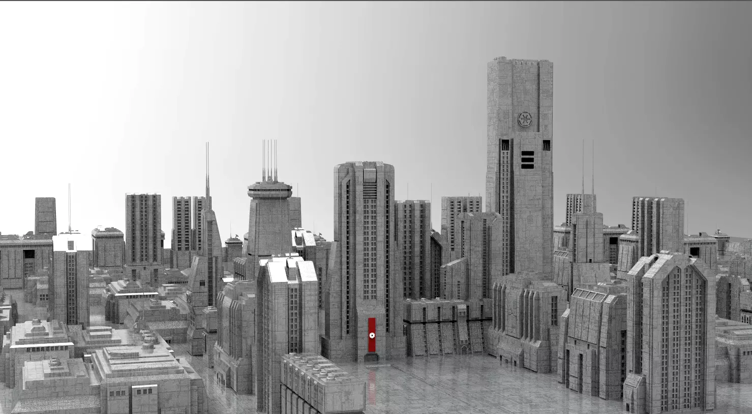 Star Wars - 14 SCIFI IMPERIAL FUTURISTIC BUILDINGS PACK Low-poly 3D model_0