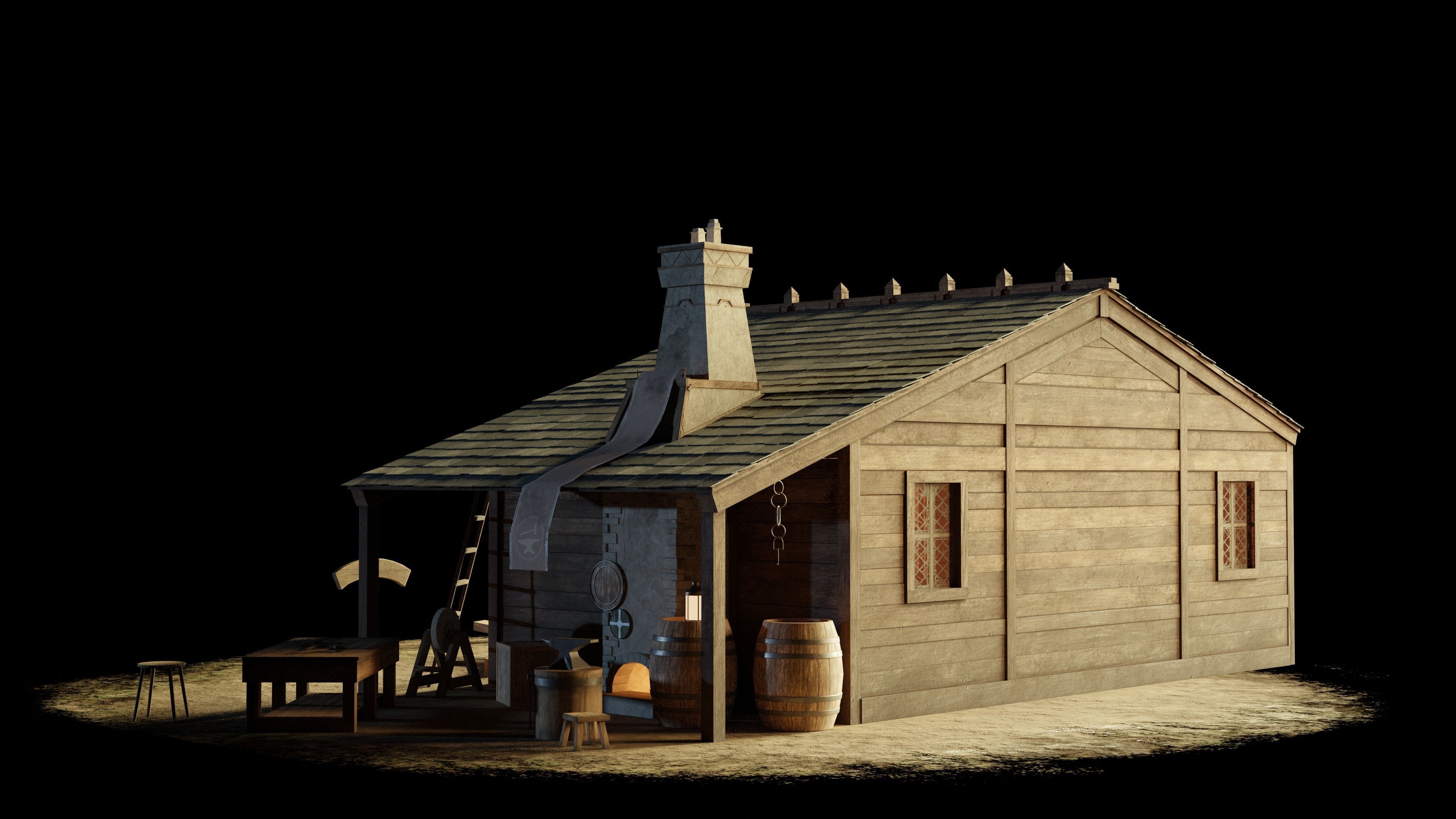 Old Blacksmith House 3D model_4