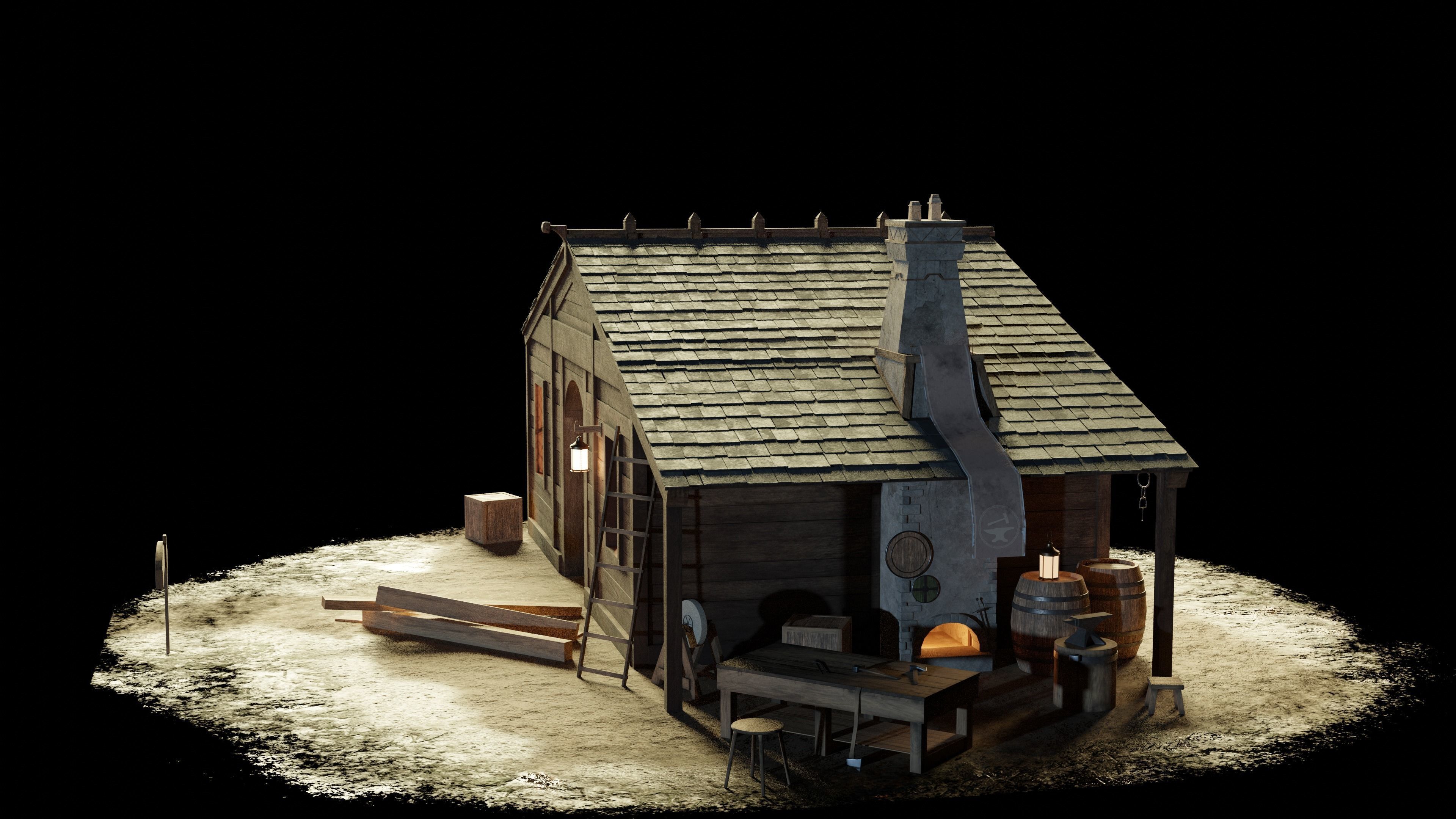 Old Blacksmith House 3D model_3