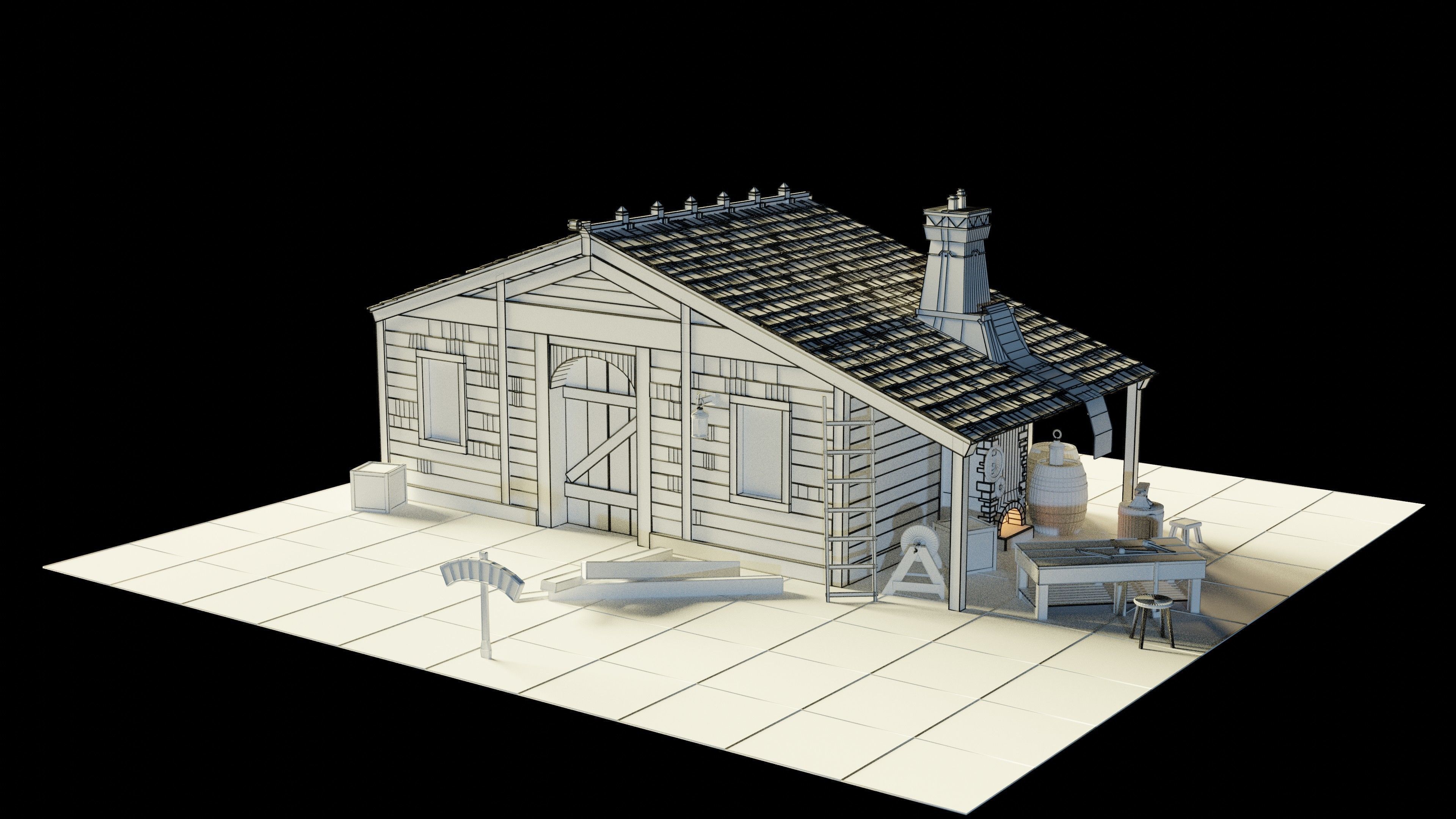 Old Blacksmith House 3D model_9