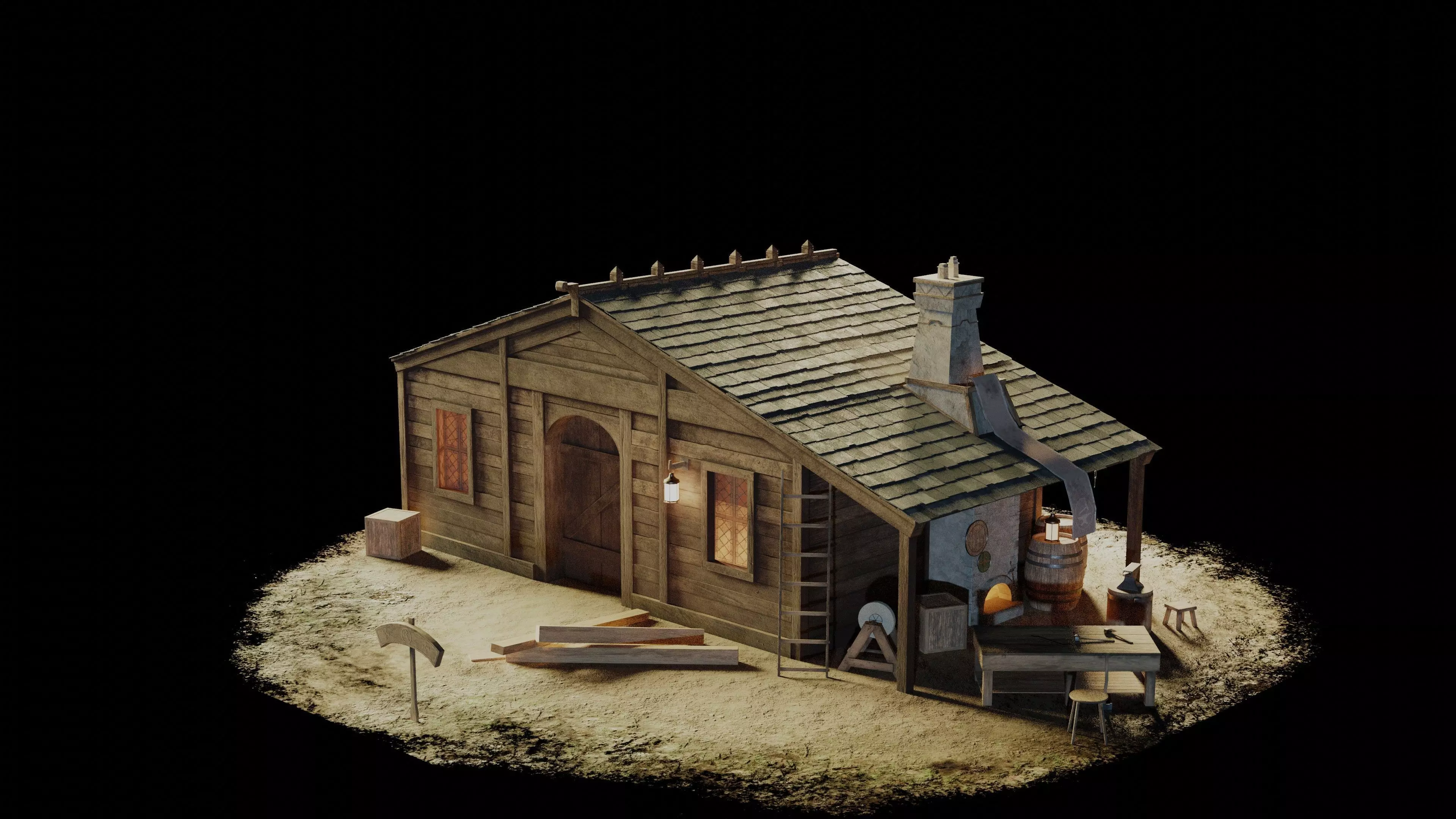 Old Blacksmith House 3D model_0