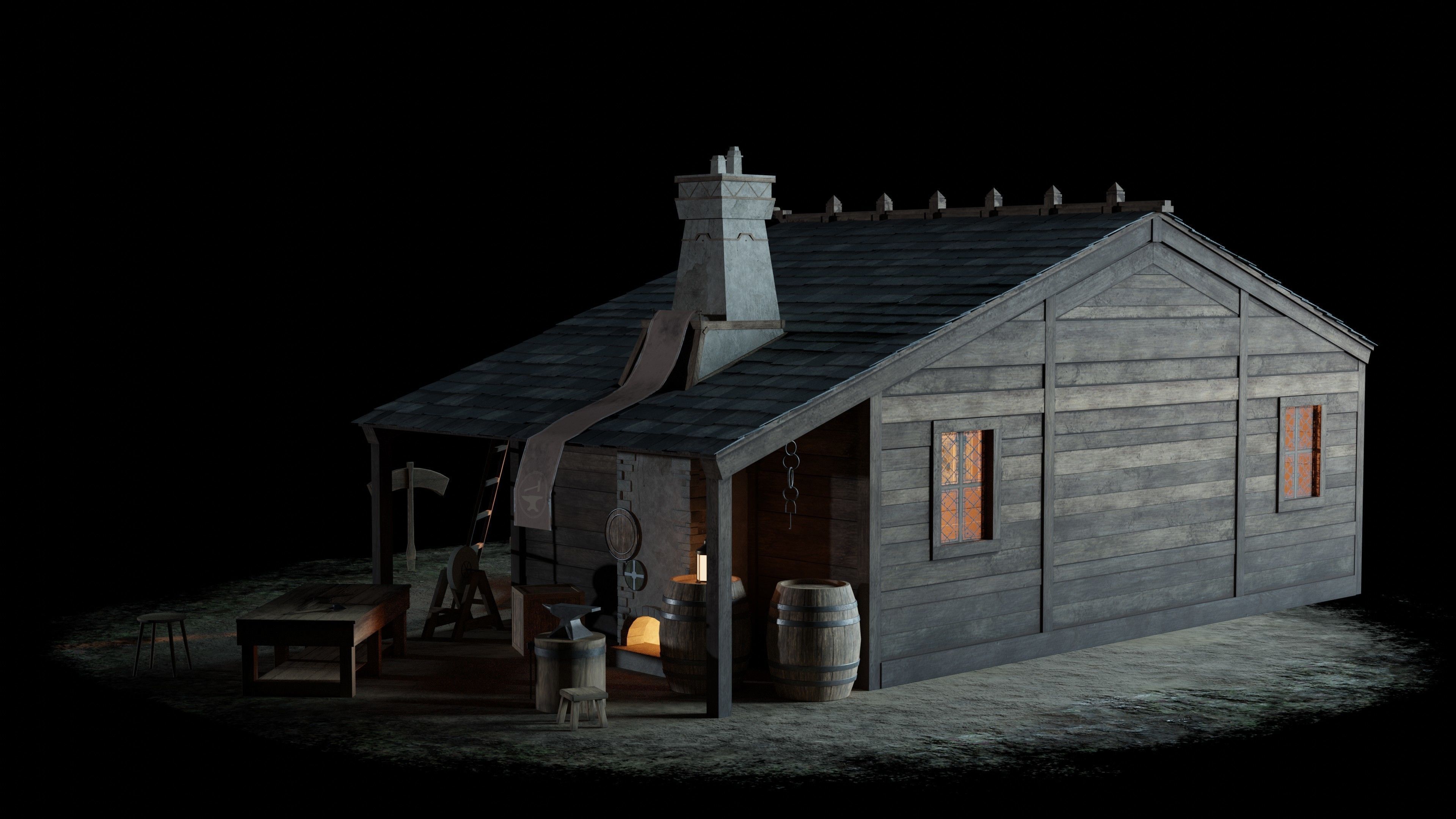 Old Blacksmith House 3D model_8